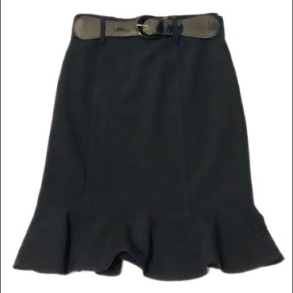 Bwear Black Fitted Pencil Skirt Ruffled